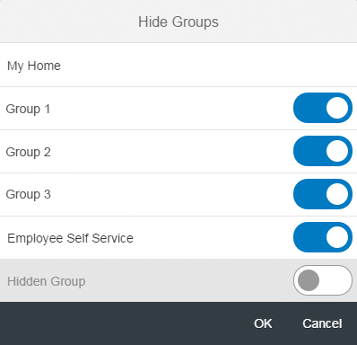 Hide Groups dialog