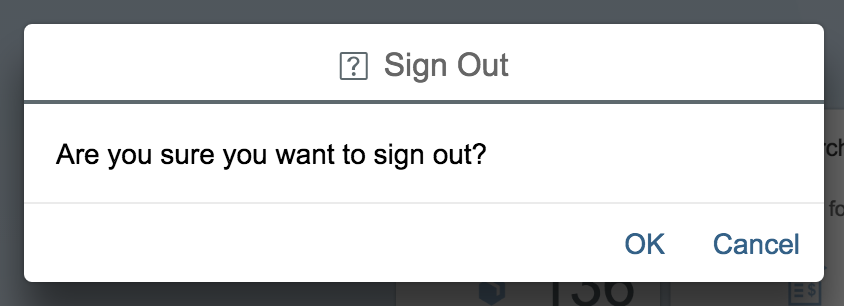 Sign Out confirmation dialog