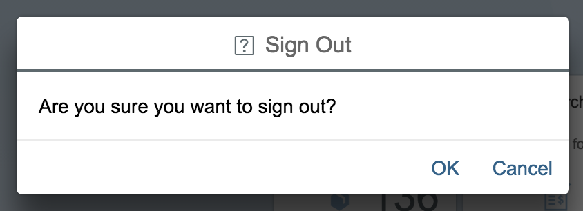 'Sign Out' confirmation dialog