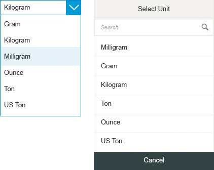 (Left) Incorrect alphabetical order instead of logical order; (Right) Incorrect control for selecting elements.