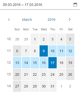 Selecting a date range on a desktop, tablet, or smartphone