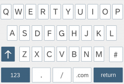 Input type URL – Keyboard layout on a smartphone