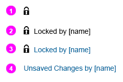 (1) Icon only; (2) Icon and text (not clickable); (3) Icon and text (clickable); (4) Table Column (clickable); (5) Text Only (clickable) 