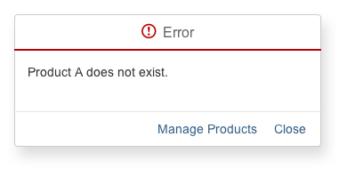 Error message box with two actions