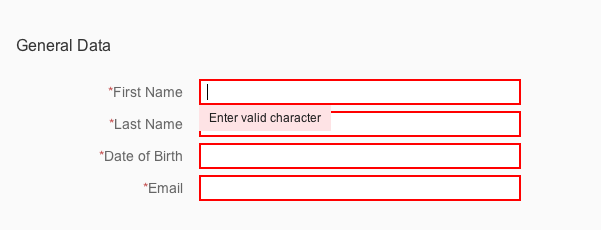 Example of a form field validation