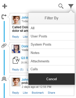 Timeline interaction – Filter with single selection