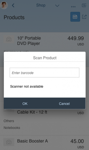  Scanner is not available - Users can enter the barcode manually