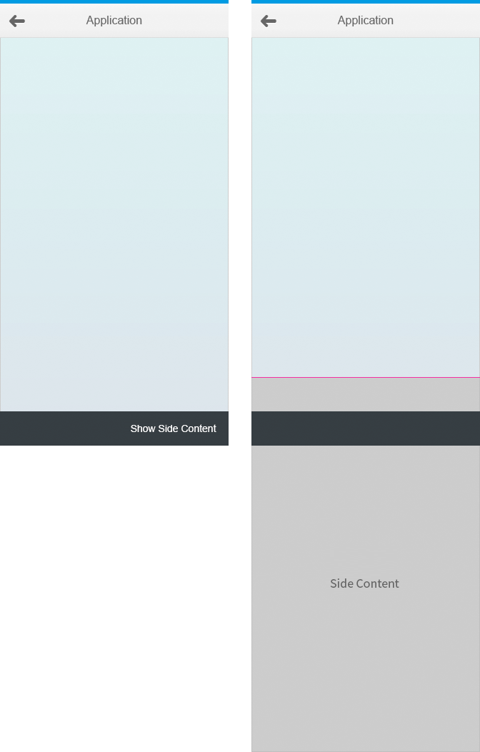 Basic layout of the dynamic side content – Size S / roll down