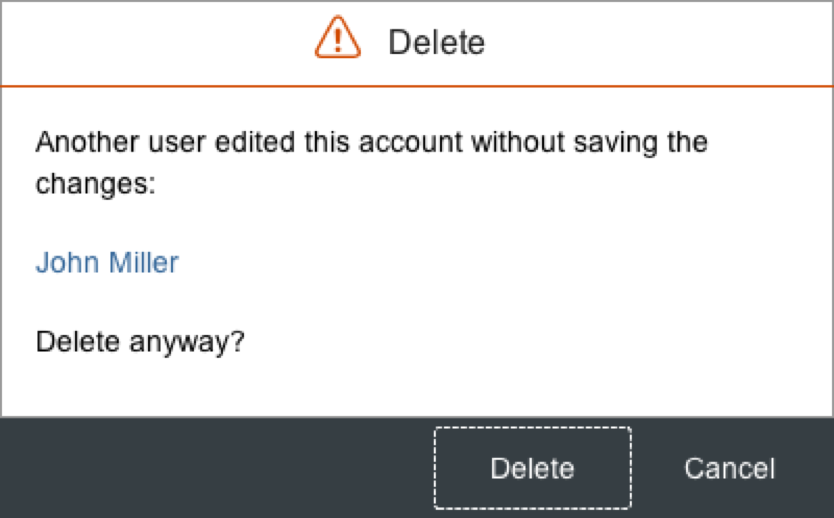 Delete: Item with Unsaved Changes by Another User