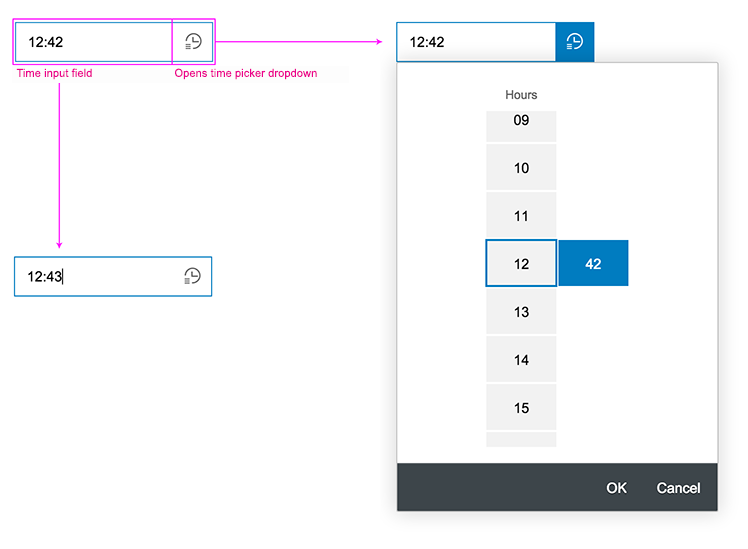 Time picker dropdown and input field