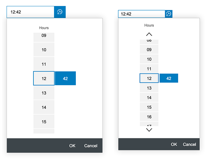 Comparison of cozy mode (left) and compact mode (right)