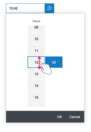 Set time by swiping up and down