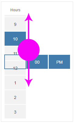 Date/time input – Scrolling by swiping