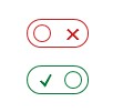 Accept and Reject switch with icon and color coding
