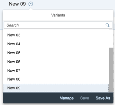 Select variant – Search option