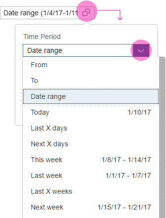 Opening the value help popover and selecting a time period