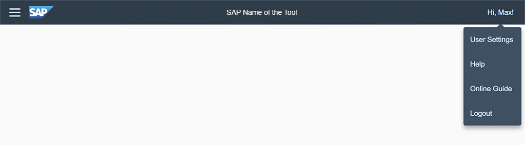Utility section in the tool header