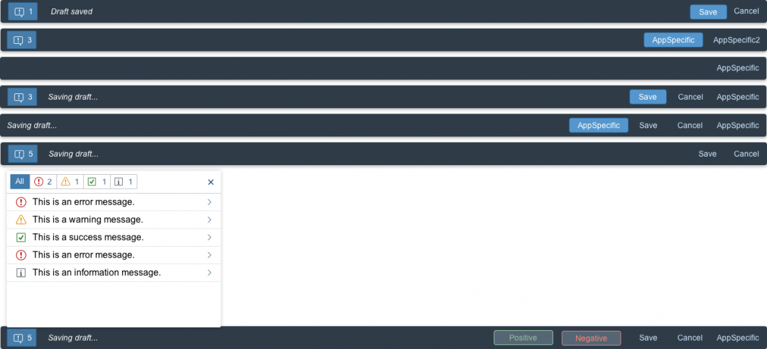 Example for actions in the footer toolbar