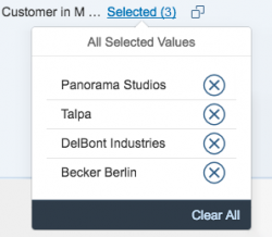 Visual filter bar - Popover with selected values