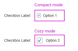 Checkbox touch/click area in cozy mode with label