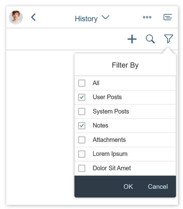 Group feed interaction – Filter with multi-selection