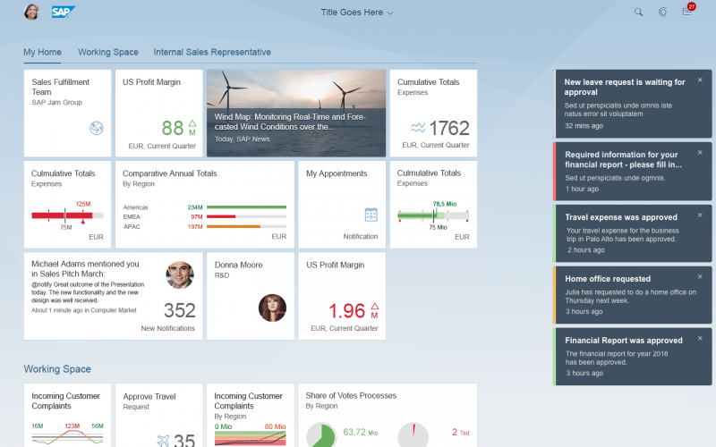 Notifications preview on the SAP Fiori launchpad