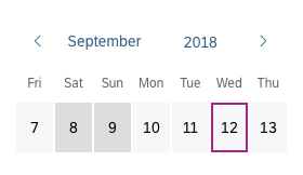 Calendar date interval