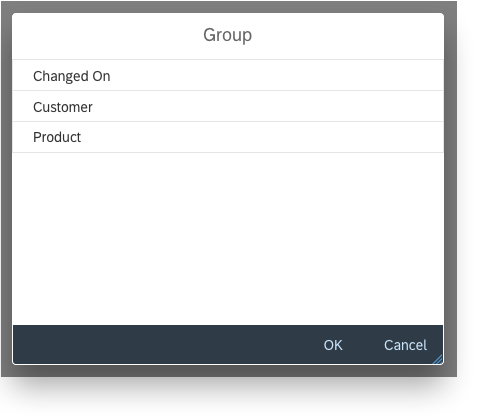 View settings dialog – Group tab