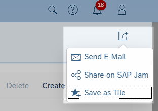 'Save as Tile' in the page header toolbar