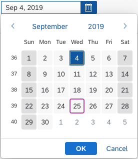 Date picker with footer