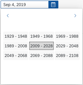 Year ranges in the date picker