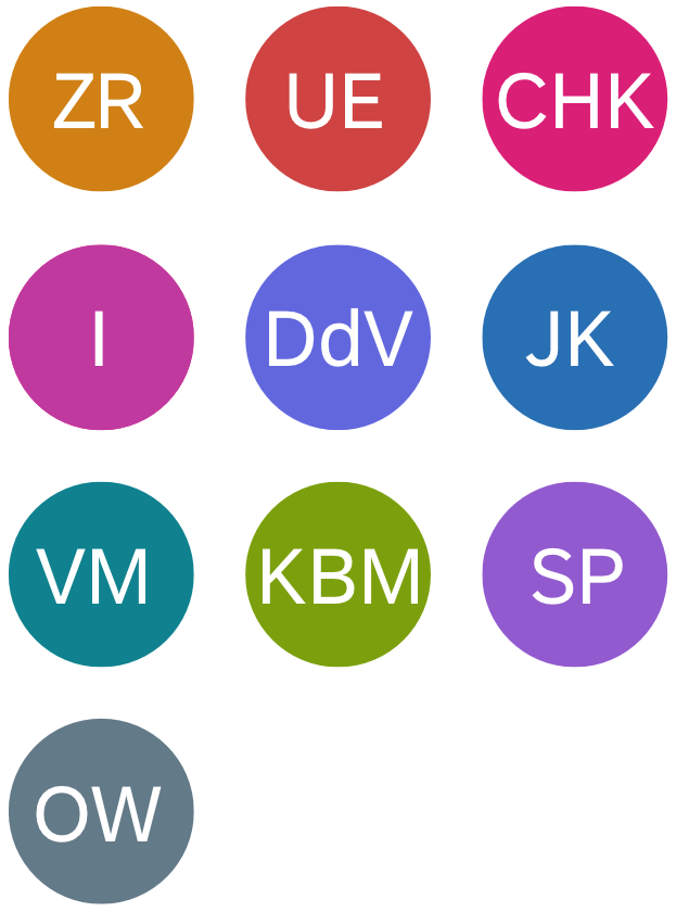 User initials in all ten accent colors