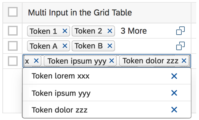 Multi-input field in the grid table in condensed mode