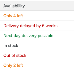 Status texts in a table column