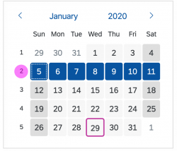 Selection of an entire week by clicking on the calendar week
