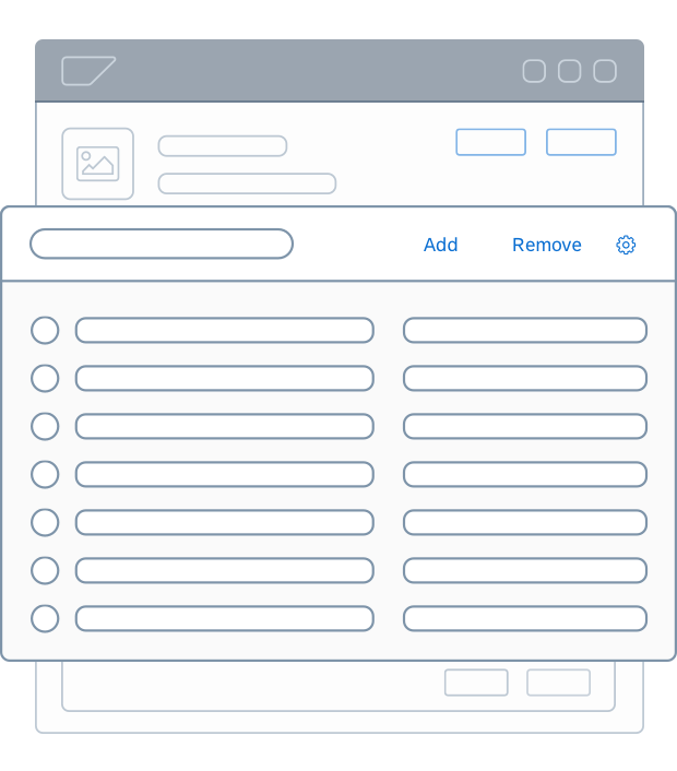 Actions in a table toolbar