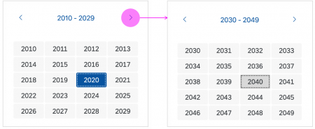 Changing the year range in year view