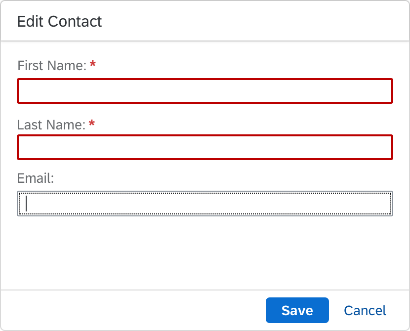 Highlighted form fields in a dialog