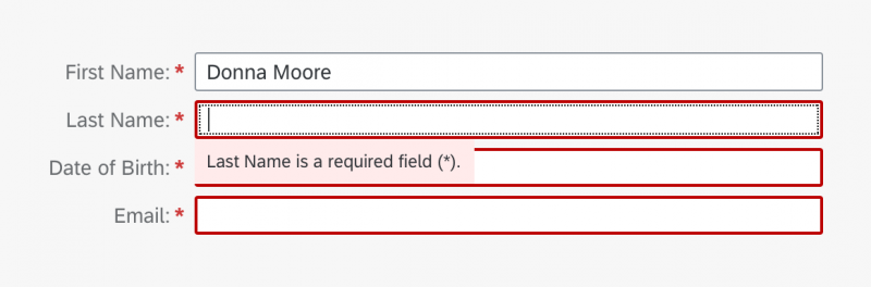 Example of form field validation