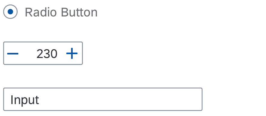 Radio button, step input, and input in regular state