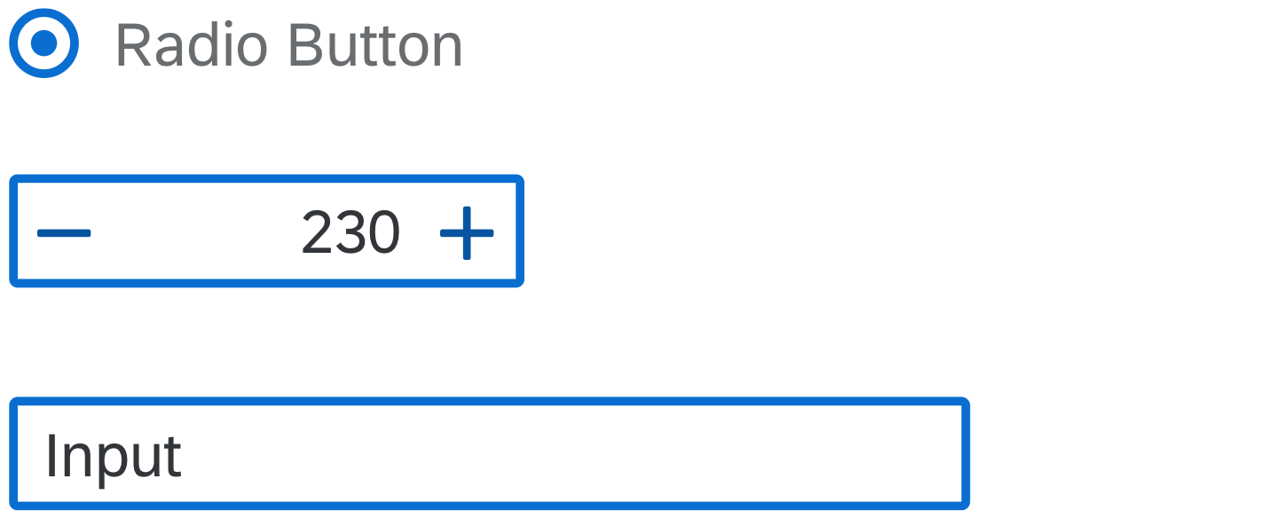 Radio button, step input and input in information state