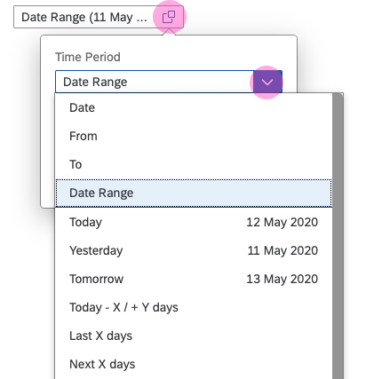 Opening the value help popover and selecting a time period