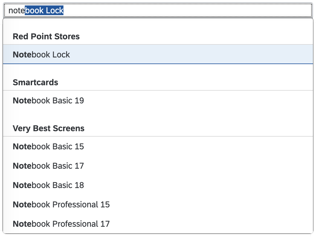 Input with grouped suggestions