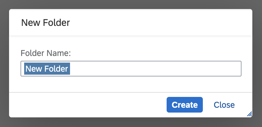 Folder structure – Dialog for creating a folder