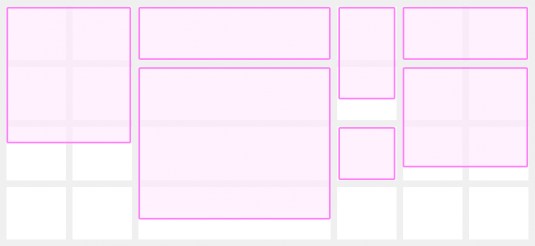 Flexible grid with example of space and content flow