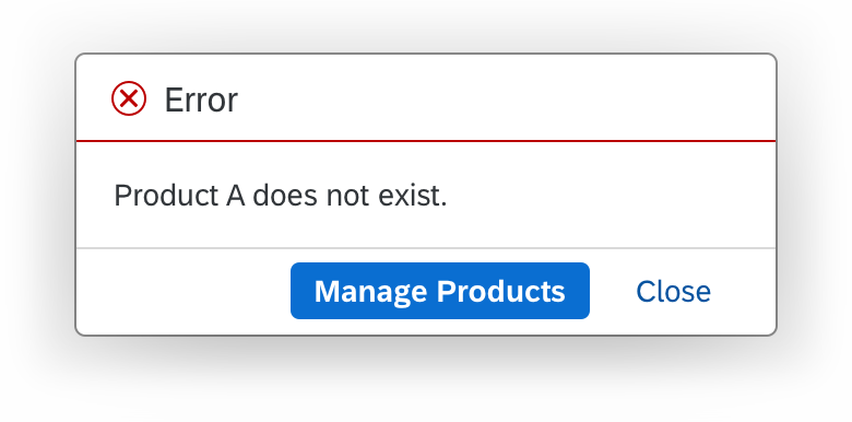 Error message with two actions