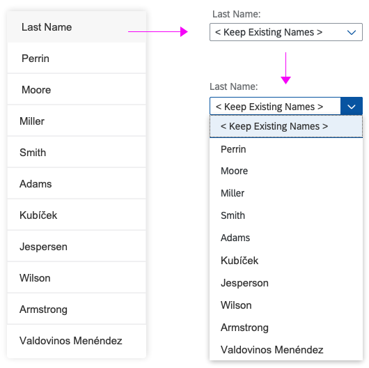 Example: From list to combo box