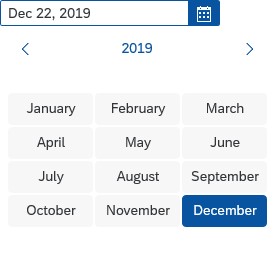 Month view in the date picker