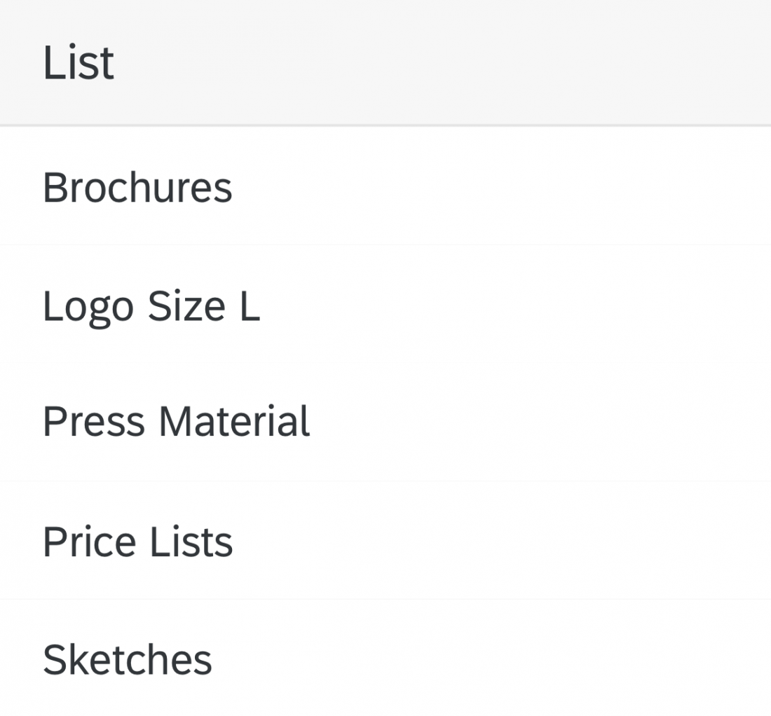Standard list items in a list
