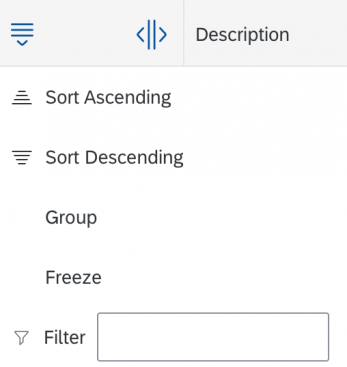 Opening the column header menu on touch devices